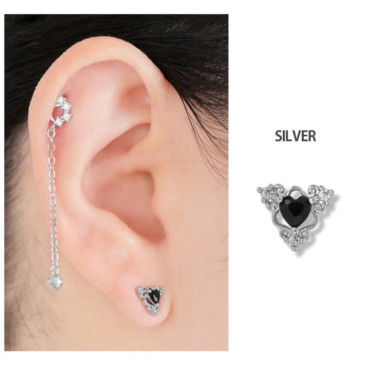 かわいい ボディピアス 20G ゴシックハートバーベル ストレート